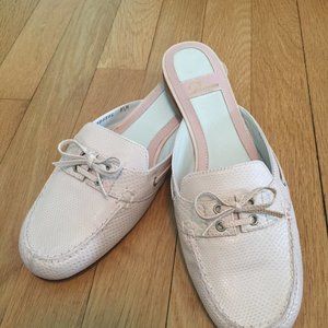 Delman Women's pale pink leather shoes slip-on Mules Flats 8.5 NIB